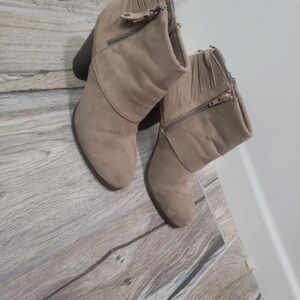 Madden Girl Taupe Fringe Ankle Booties